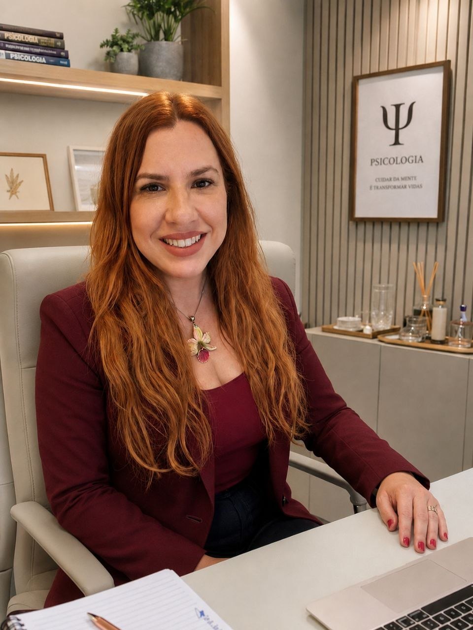 Ana Paula Breda Santos, psicóloga, em seu consultório